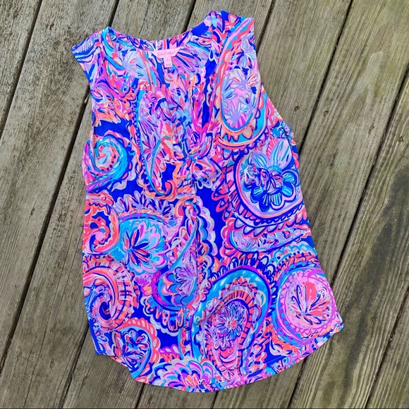 Tops - Lilly Pulitzer Blue Currant Drop Me a Lime Stacey Top | Size S
